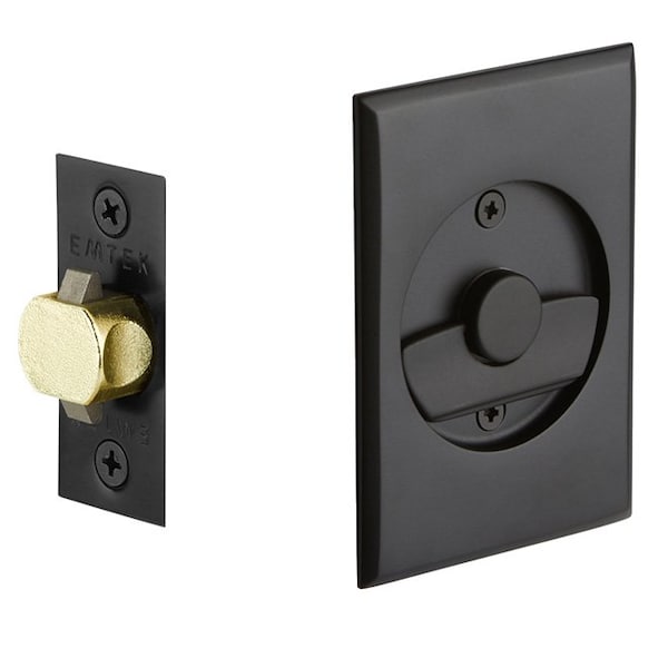 Emtek Pocket Door Locks Privacy Flat Black 2015US19 - main