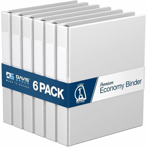 Davis Group Premium Economy, Angle D Ring, Binder, (White, 1"), PK6 2301-00-06 - main