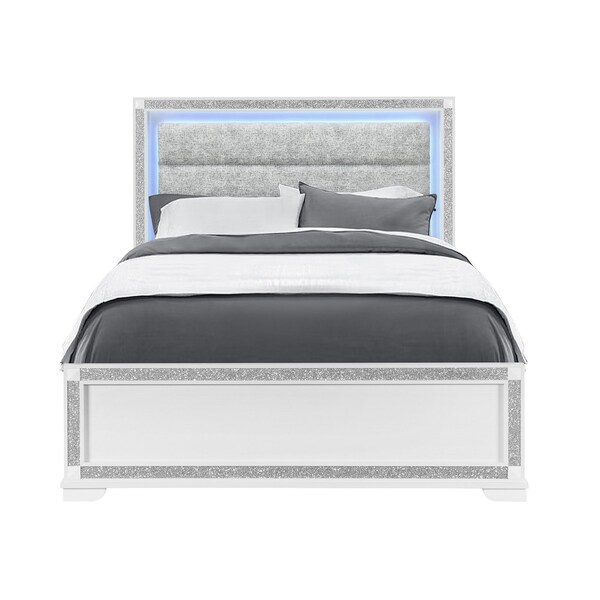 Global Furniture Usa Contemporary Glam Soleil White Queen Bed SOLEIL-WHITE-QB - main