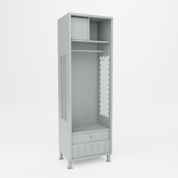 Pucel Athletic Gear Locker, 24 in W x 72 in H x 18 in D, Top Cabinet, Foot Locker, 4 in Legs, Gray GL-2472-18-TFL - main