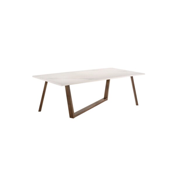 Homeroots 87" White And Walnut Rectangular Manufactured Wood And Solid Manufactured Wood Dining Table 486044 - main