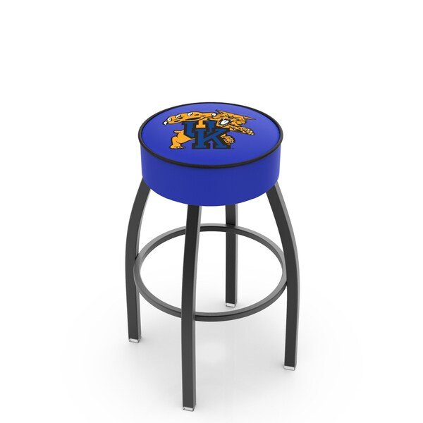 Holland Bar Stool Co 25" Kentucky "Wildcat" Cushion Seat, Blk Wrinkle Base Swivel Bar Stool L8B125UKYCat - main