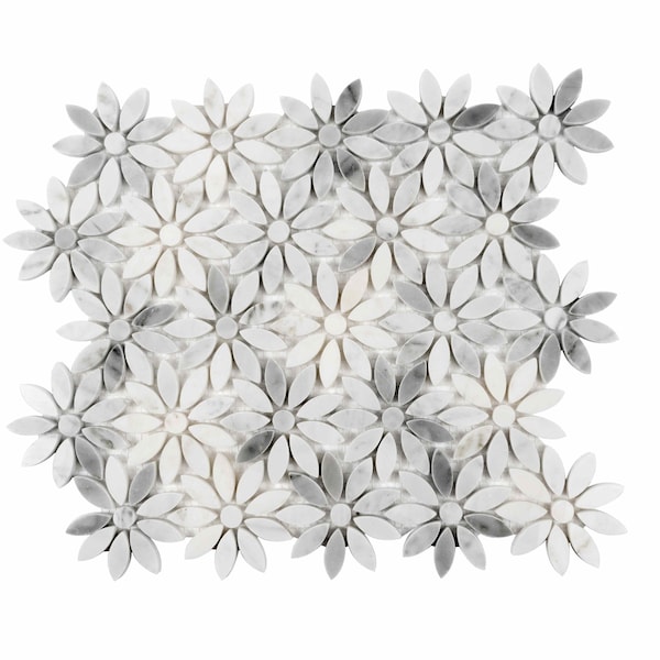 Apollo Tile Gray 11x12 Bianco Carrara Marble Polished Floor and Wall Mosaic Tile 4.46 sqft/case, 5PK APLDC88F03A - main