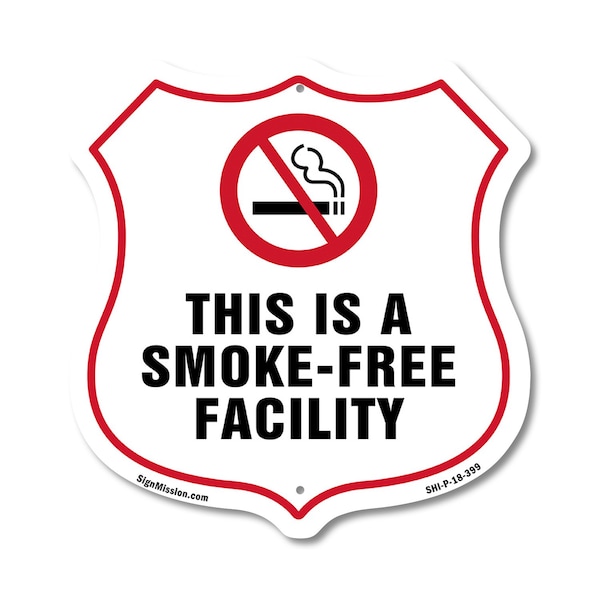 Signmission No Smoking Shield Label Set This Is A Sm, 18 Inch X 18 Inch, Plastic Sign SHI-P-18-399 - main