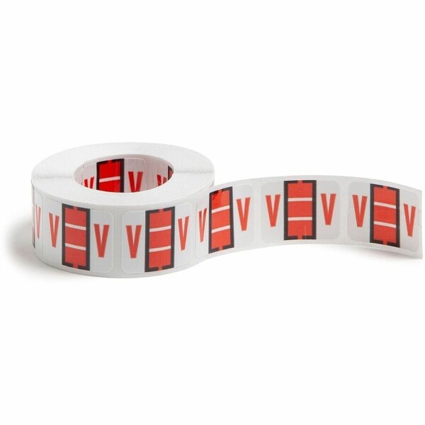 Smead A-Z COLOR-CODED END TAB FILING LABELS, V, 1 X 1.25, WHITE, 500/ROLL 67092 - main