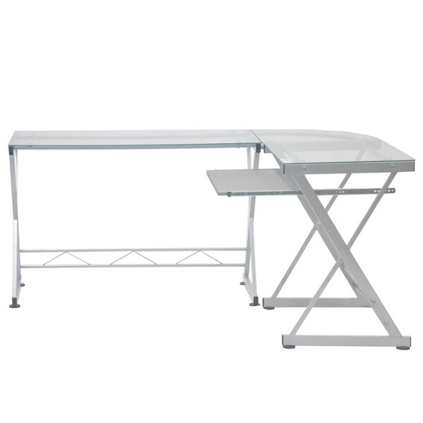 Homeroots 62" Clear Glass and Stainless Steel Computer Desk 723780 - main