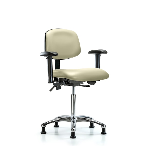 Blue Ridge Ergonomics Chair, Vinyl, Med Bench, Chr AA Glides, Wht, 6-Way Adjustable, 22" to 29" Height, Adobe White BR-VMBCH-CR-T0-A1-NF-RG-8501 - main