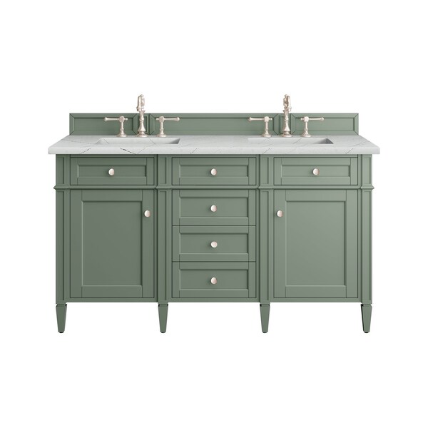 James Martin Vanities Brittany 60'' D Vanity, Smokey Celadon w/ Ethereal Noctis Top w/FreePower Wireless Charger 650-V60D-SC-FENC - main