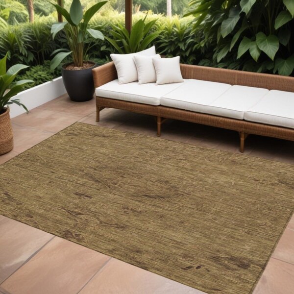 Homeroots 10' X 14' Brown And Tan Floral Washable Indoor Outdoor Area Rug 604209 - main