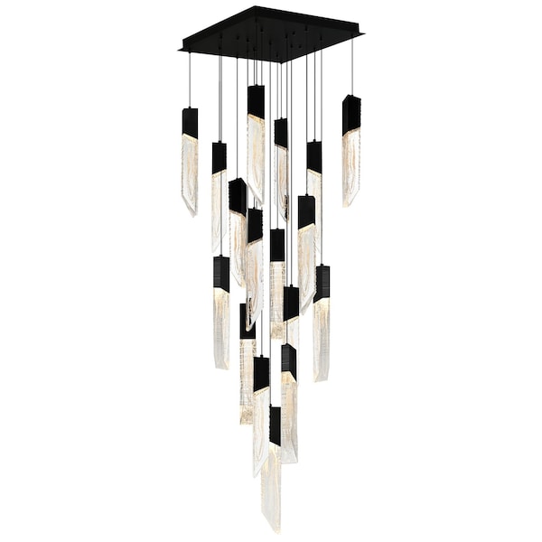 Cwi Lighting Petra Integrated LED 24in Black Chandelier with Handcrafted Glass 1723P24-17-101 - main