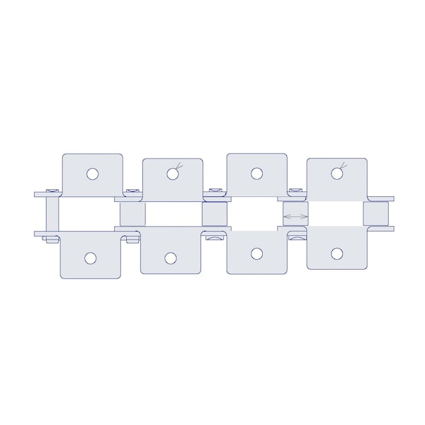 Hkk Chain HKK Double Pitch Riv Standard Conveyor w/K-1 Att on Every P, 2 P, 5/8 Dia x 5/8 W DC080RK1EV - main