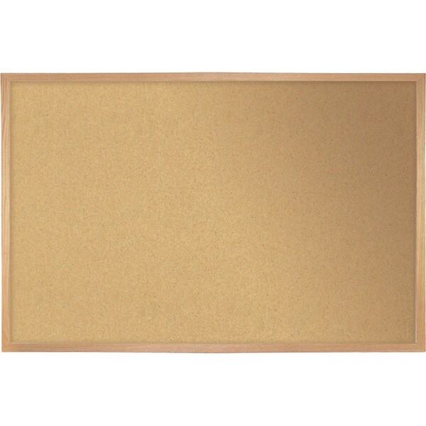 Ghent 3' x 5' Bulletin Board - Natural Cork - Oak Wood Frame WK35 - main