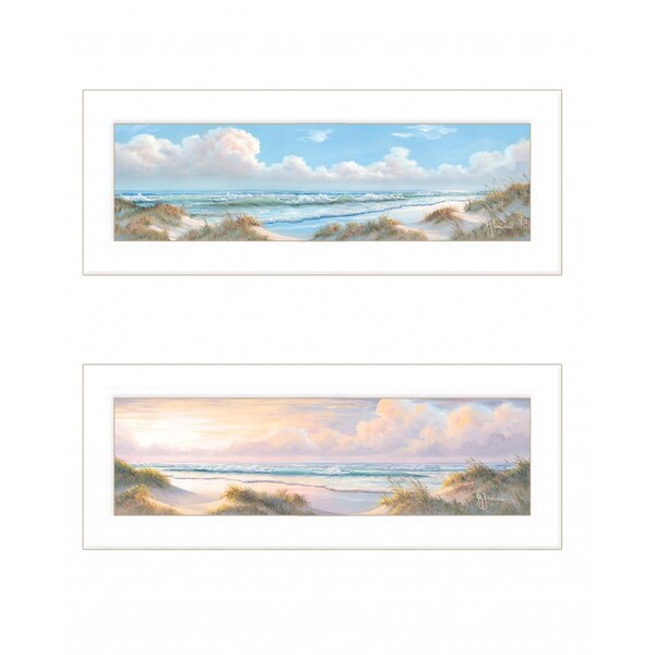 Homeroots Set Of Two The Seascape 1 White Framed Print Wall Art, 2PK 408206 - main
