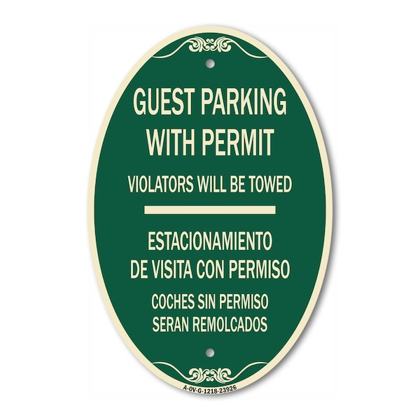 Signmission Guest Parking with Permit Violators Will Be T, 12 In X 18 In Architectural, Heavy Gauge Aluminum A-OV-G-1218-23926 - main