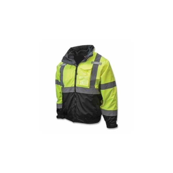 Radians SJ210B Class 3 Three-in-One Deluxe High Visibility Bomber Safety Jacket, Hi-Vis Green, Black 292-SJ210B-3ZGS-2X - main