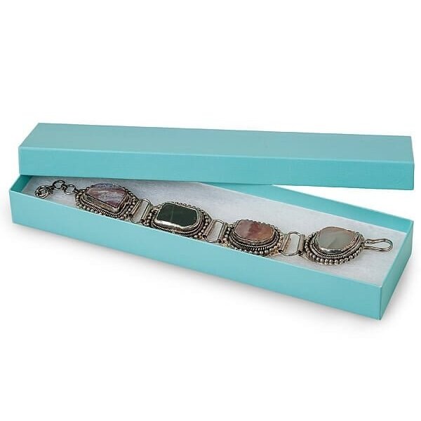 Nashville Wraps Aqua Blue Jewelry Gift Boxes, 8x2x1, Fiber Fill, 100PK 43AQ - main