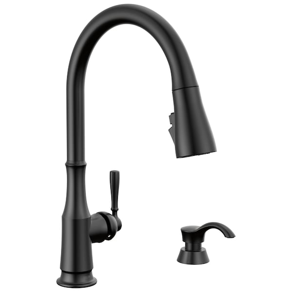 Delta Capertee Single H&le Pull-Down Kitchen Faucet with Soap Dispenser & ShieldSpray Technology 19877Z-BLSD-DST - main