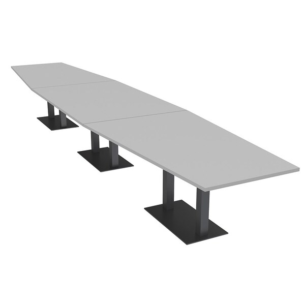 Skutchi Designs Hexagon Conference Table With Power Unit, 48 in W, 216 in L, Grey HAR-HEX.IR-48X216-DOU.BK-U779-NA - main