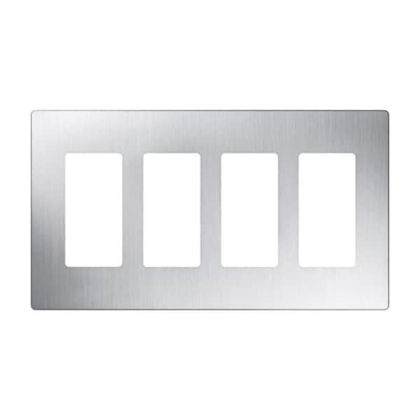 Lutron Designer Wall Plates, Number of Gangs: 4 Satin Finish, Stainless Steel CW-4-SS - main