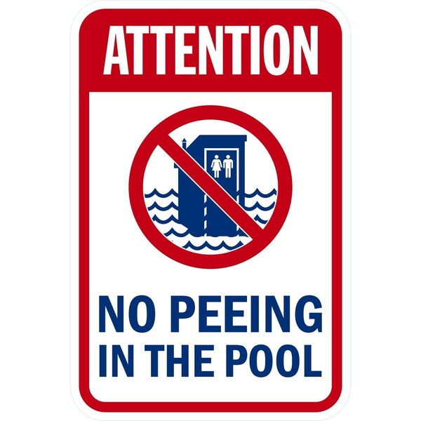Lyle Attention, No Peeing in the Pool with Graphic, 12x18, High Intensity Prismatic, White G-4126-HI_12x18 - main