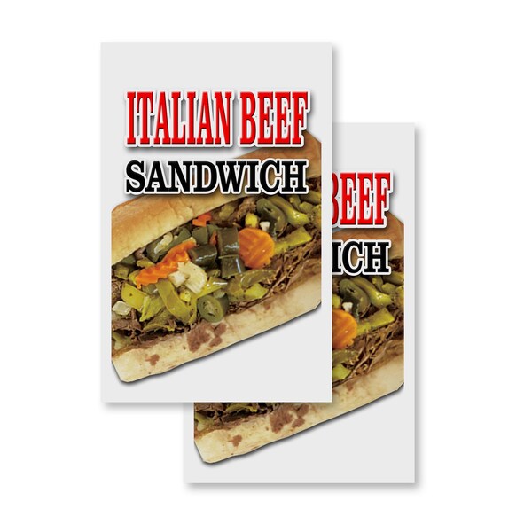 Signmission Italian Beef Sandwich, Vinyl Decals Only 24 Inch x 36 Inch, Vinyl Decal, 2PK DSB-2436-2PACK-Italian Beef Sandwich - main