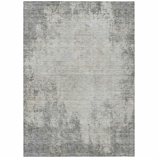 Homeroots 9' X 12' Gray And Ivory Abstract Washable Indoor Outdoor Area Rug 612332 - main