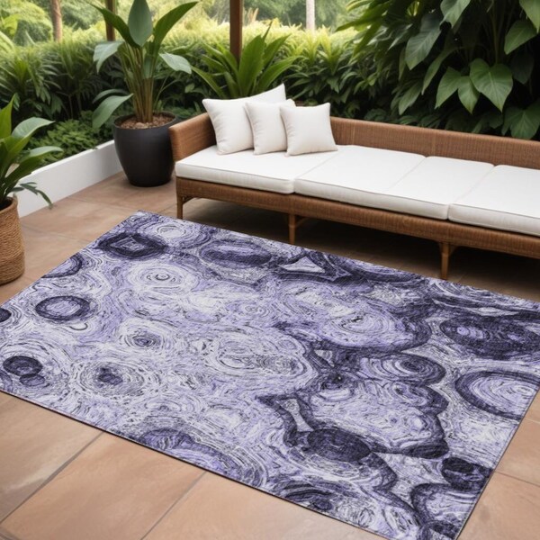 Homeroots 10' X 14' Purple And Lavender Abstract Washable Indoor Outdoor Area Rug 577168 - main