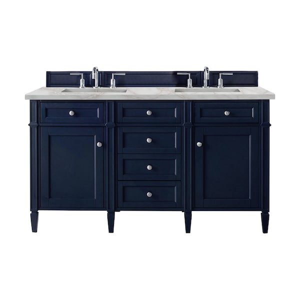 James Martin Vanities Brittany 60'' D Vanity, Victory Blue w/ Victorian Sil Silestone Top w/FreePower Wireless Charger 650-V60D-VBL-FVSL - main