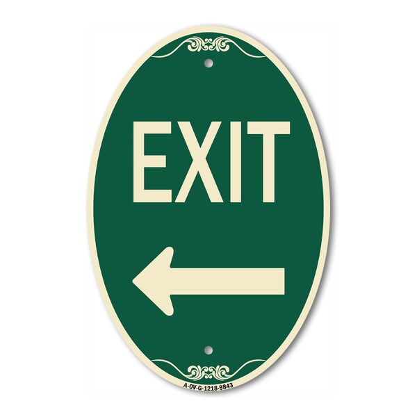 Signmission Exit With Left Arrow, 12 Inch X 18 Inch Designer, Heavy Gauge Aluminum A-OV-G-1218-9843 - main