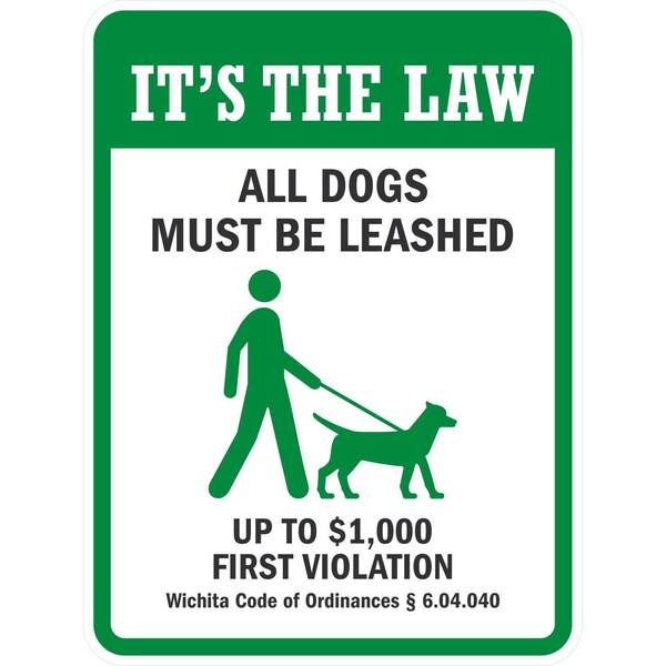 Lyle It's The Law, All Dogs Must Be Leashed Up To USD 1000, 18x24, Non-Reflective, White G-10946-NA_18x24 - main