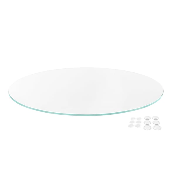 Fab Glass And Mirror 38in Round Ultra Clear Glass Table Top, Flat Edge, Low Iron Extra Clear Tempered Glass 1/4 I LI-38RT6THFL - main