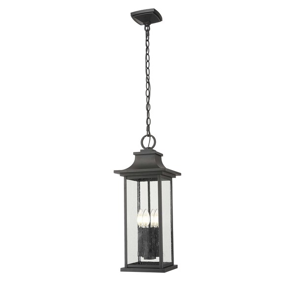 Z-Lite Tiberius 4 Light Outdoor Chain Mount Ceiling Fixture, Black, 9 In W x 22.75 In H 5017CHB-BK - main