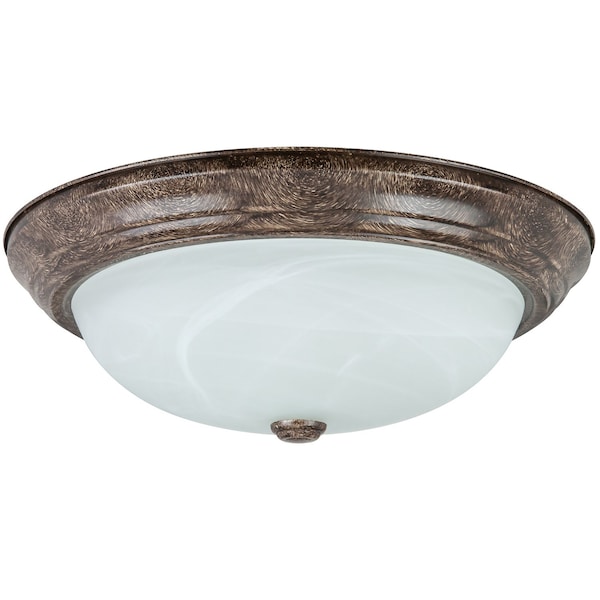 Sunlite 15in. Decorative Dome Ceiling Fixture, Distressed Brown Finish, Alabaster Glass 46078-SU - main