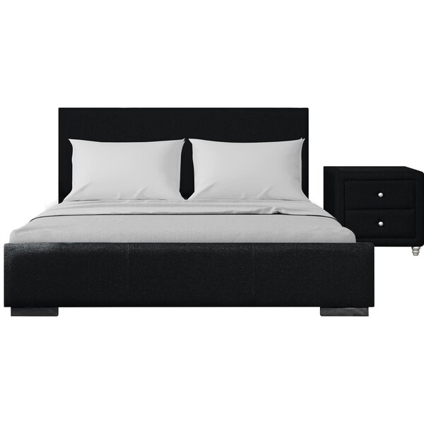 Homeroots Two Piece Black Upholstered Solid and Manufactured Wood Bedroom Set 569356 - main