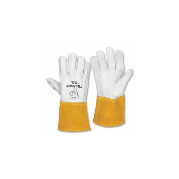 Tillman TIG Welding Gloves, 1325, Top Gr Goatskin Palm/BOH/Split Cowhide Cuff, Med, 12PK 724-1325M - main