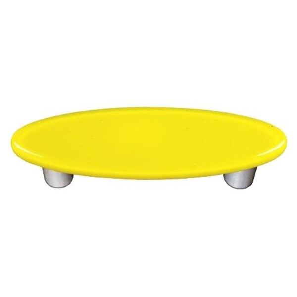 Palacedesigns Canary Yellow Oval Glass Cabinet Pull - Aluminum Post PA169245 - main