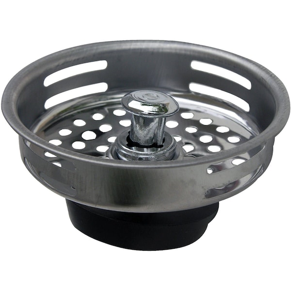 Westlake Pipe & Fittings 3-3/8'' Chrome Drop Post Style Duo Basket Strainer Stopper 03-1303 - main