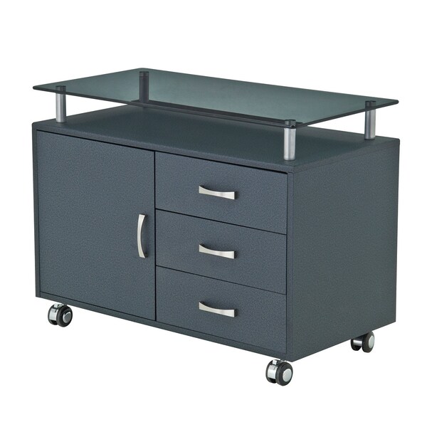 Homeroots 32" Graphite Wood Three Drawers Filing Cabinet 723073 - main