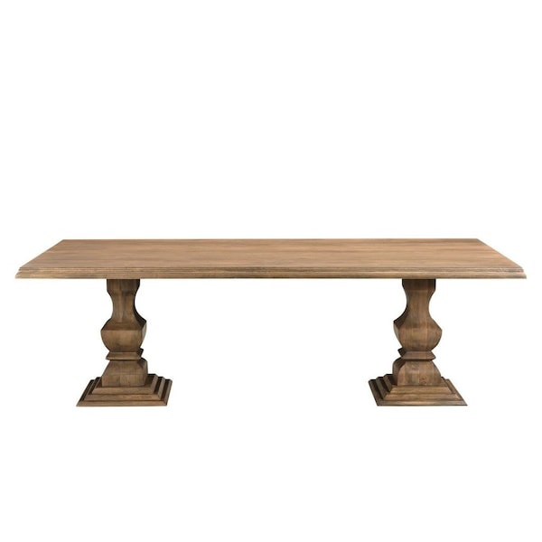 Homeroots 96" Brown Solid Wood Double Pedestal Base Dining Table 565238 - main