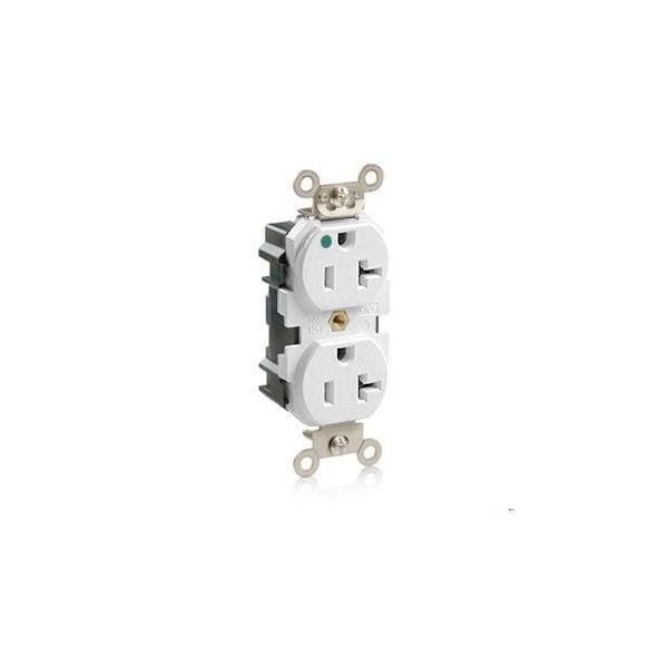 Leviton Straight Blade Receptacle, 5-20R, 20 A, 125V AC, Flush Mount, Self-Grounded MT830-W - main