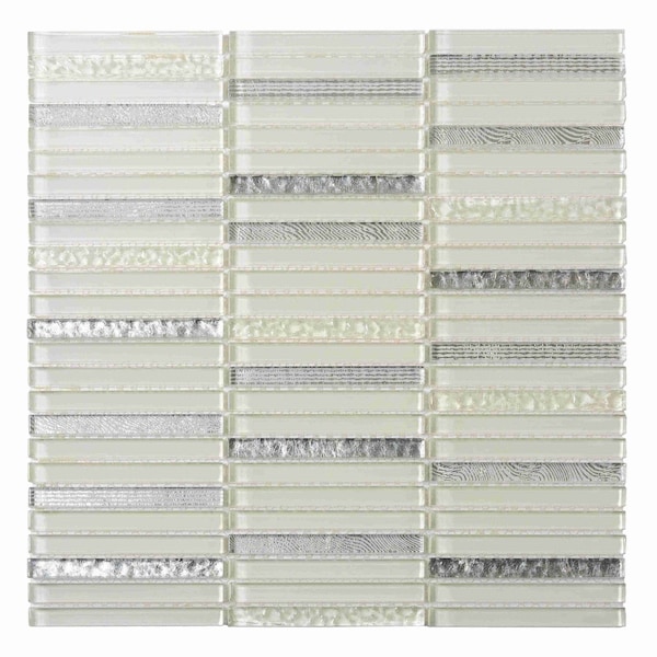Apollo Tile White 11.8 in x 11.8 in Glass Glossy Floor and Wall Mosaic Tile 4.83 sqft/case, 5PK APLCAS88016A - main
