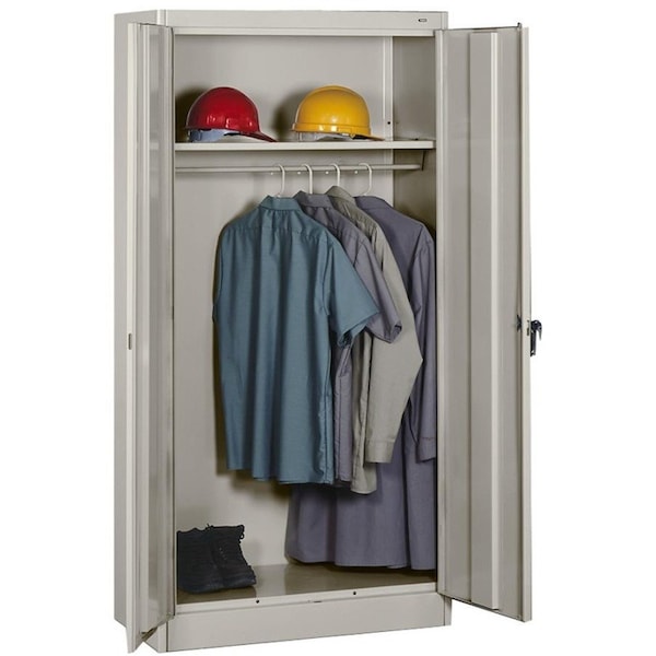 Tennsco Wardrobe Storage Cabinet, 72 in H, 36 in W, Swing, Keyed, Light Gray, 1 Shelves, 0 Drawers 7114LGY - main