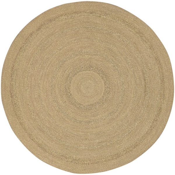 Homeroots 6' Natural And Brown Round Handmade Indoor Outdoor Area Rug 552366 - main