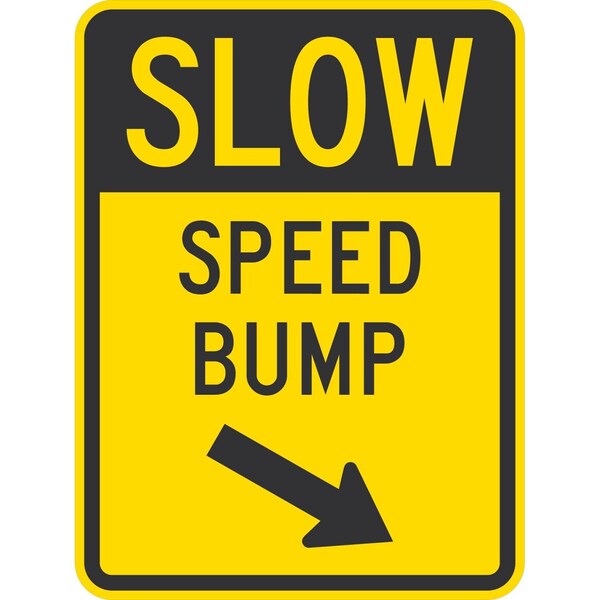 Lyle Slow Speed Bump (with Down Arrow Pointing Right), 18x24, High Intensity Prismatic, Yellow G-10445-HI_18x24 - main