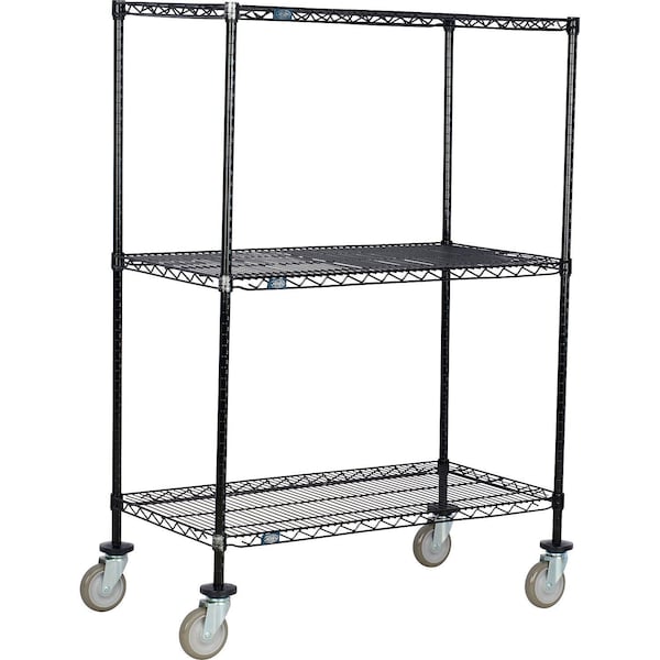 Global Industrial Nexel 3 Shelf Truck, Black Epoxy, 42"W x 21"D x 80"H, Polyurethane Swivel Casters B3157334 - main