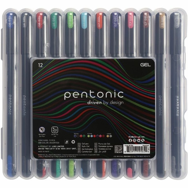Pentonic Gel Pens, 1 mm Pen Point, Assorted Ink, Gel-based, 100PK PEN12185 - main