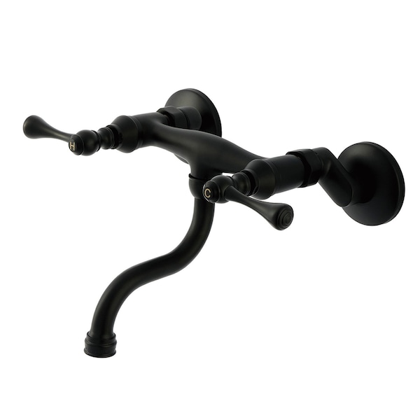 Kingston Brass Double-Handle Wall Mount Bathroom Faucet, Matte Black KS2110BL - main