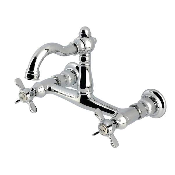 Kingston Brass Two-Handle Wall Mount Bridge Kitchen Faucet, Polished Chrome KS3251BEX - main