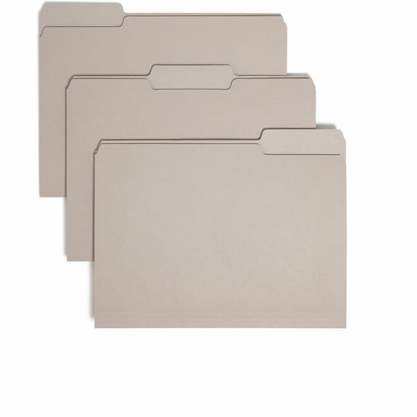 Smead INTERIOR FILE FOLDERS, 1/3-CUT TABS, LETTER SIZE, GRAY, 100PK 10251 - main