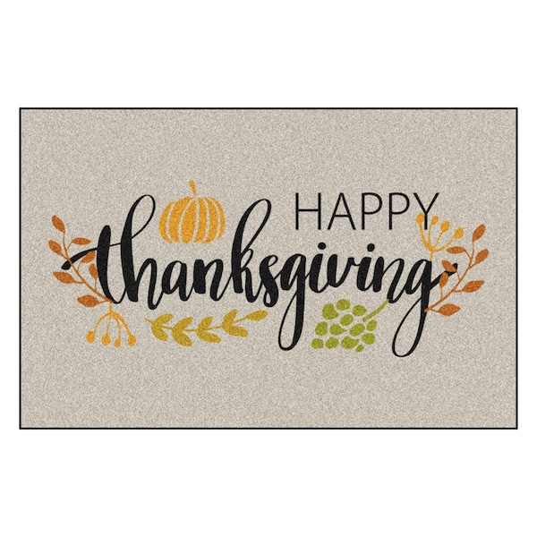 Fanmats 30 in. W X 20 in. L Multi-Color Happy Thanksgiving Rubber Door Mat 28587 - main